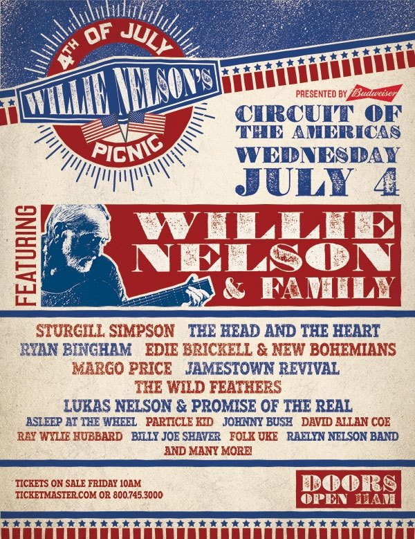 Willie Nelson's 4th Of July Picnic Lineup Revealed Maverick 100.9
